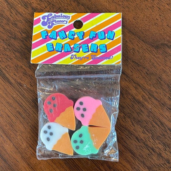 VINTAGE 80S FANCY FUN SCENTED ICE CREAM CONE ERASERS - NEVER OPENED! - Picture 1 of 5